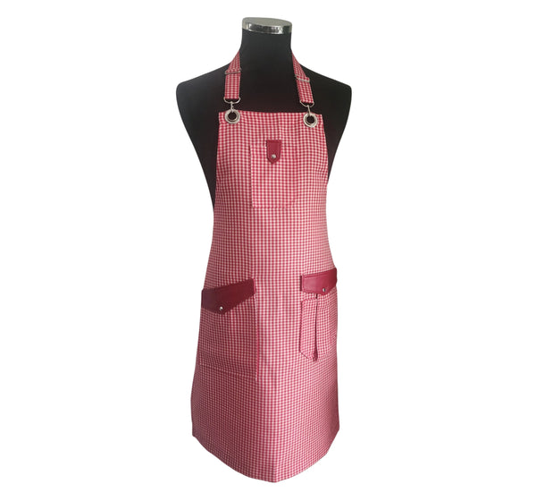 Personalised blush red apron	UK – front view