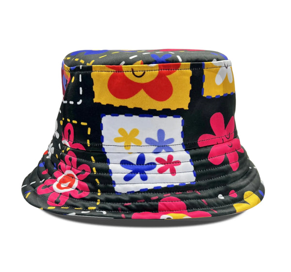 Aesthetic Bucket Hat with colorful floral patterns for trendy unisex streetwear style.