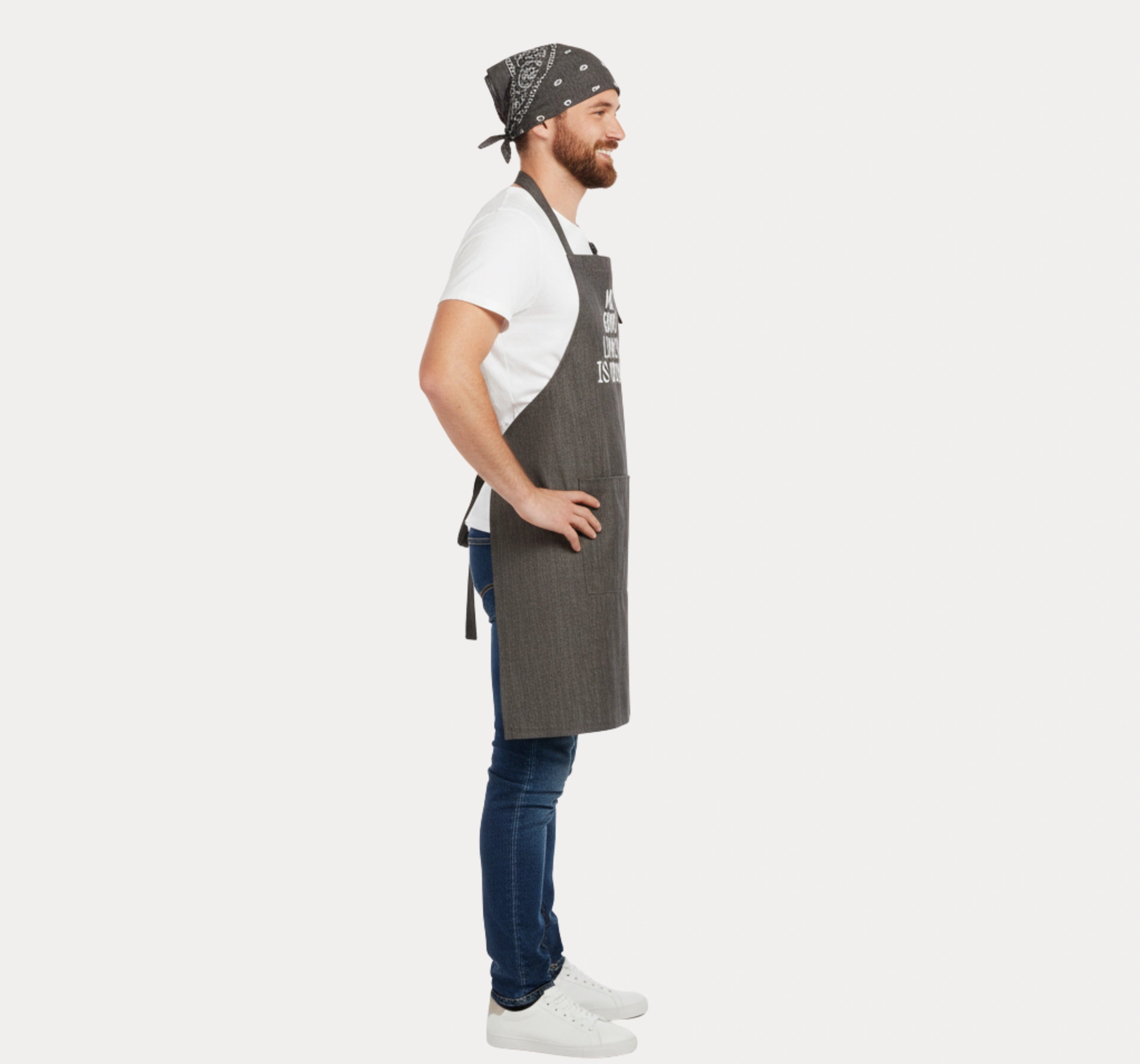 Black Kitchen Apron UK – side angle