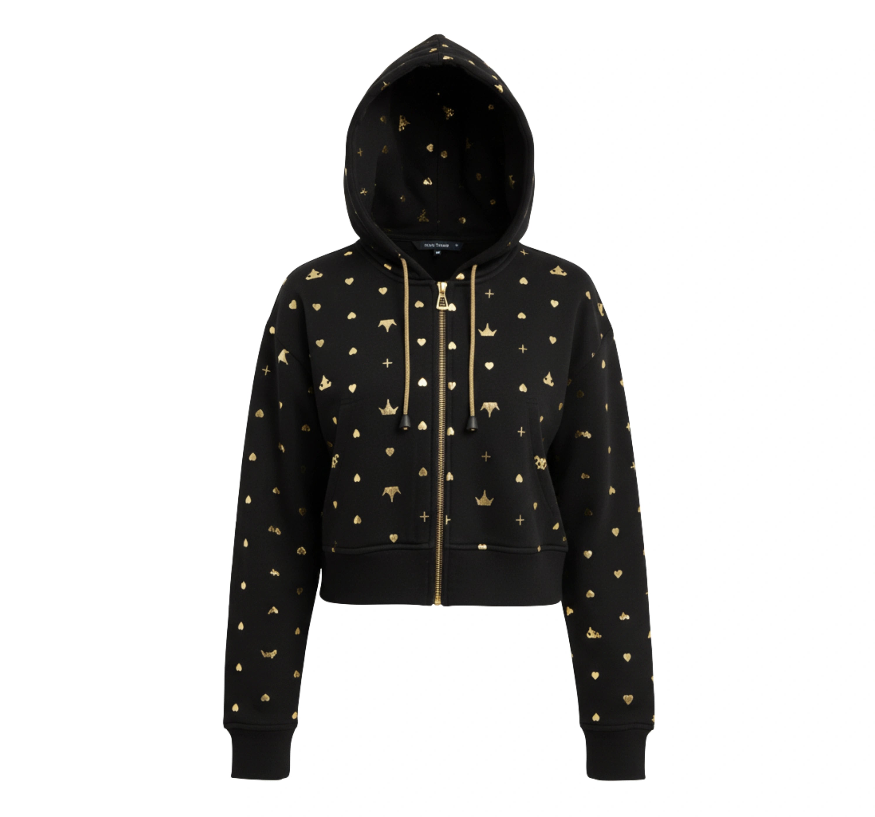Gold Print Cropped Hoodie