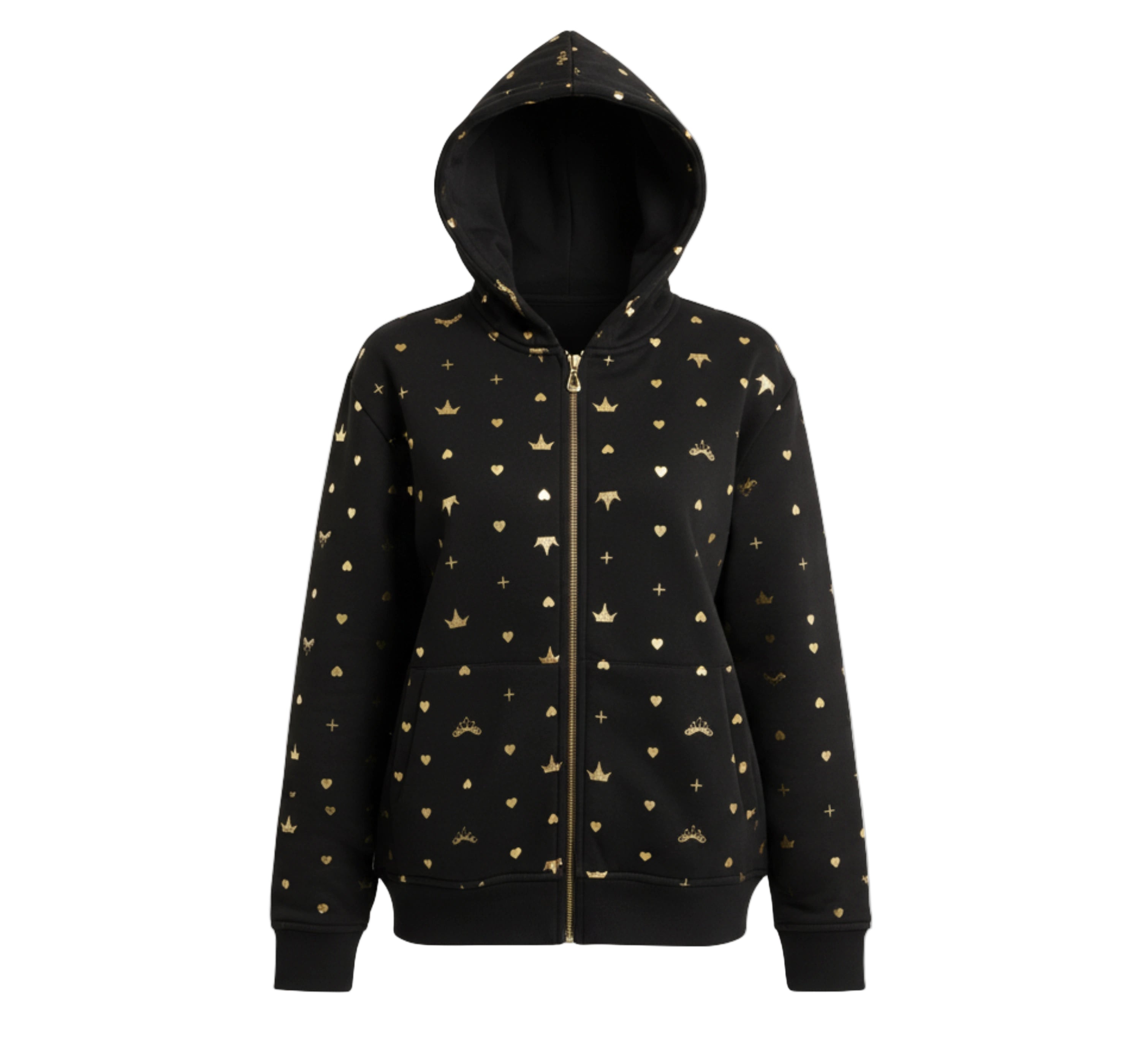 Gold Print Oversized Hoodie