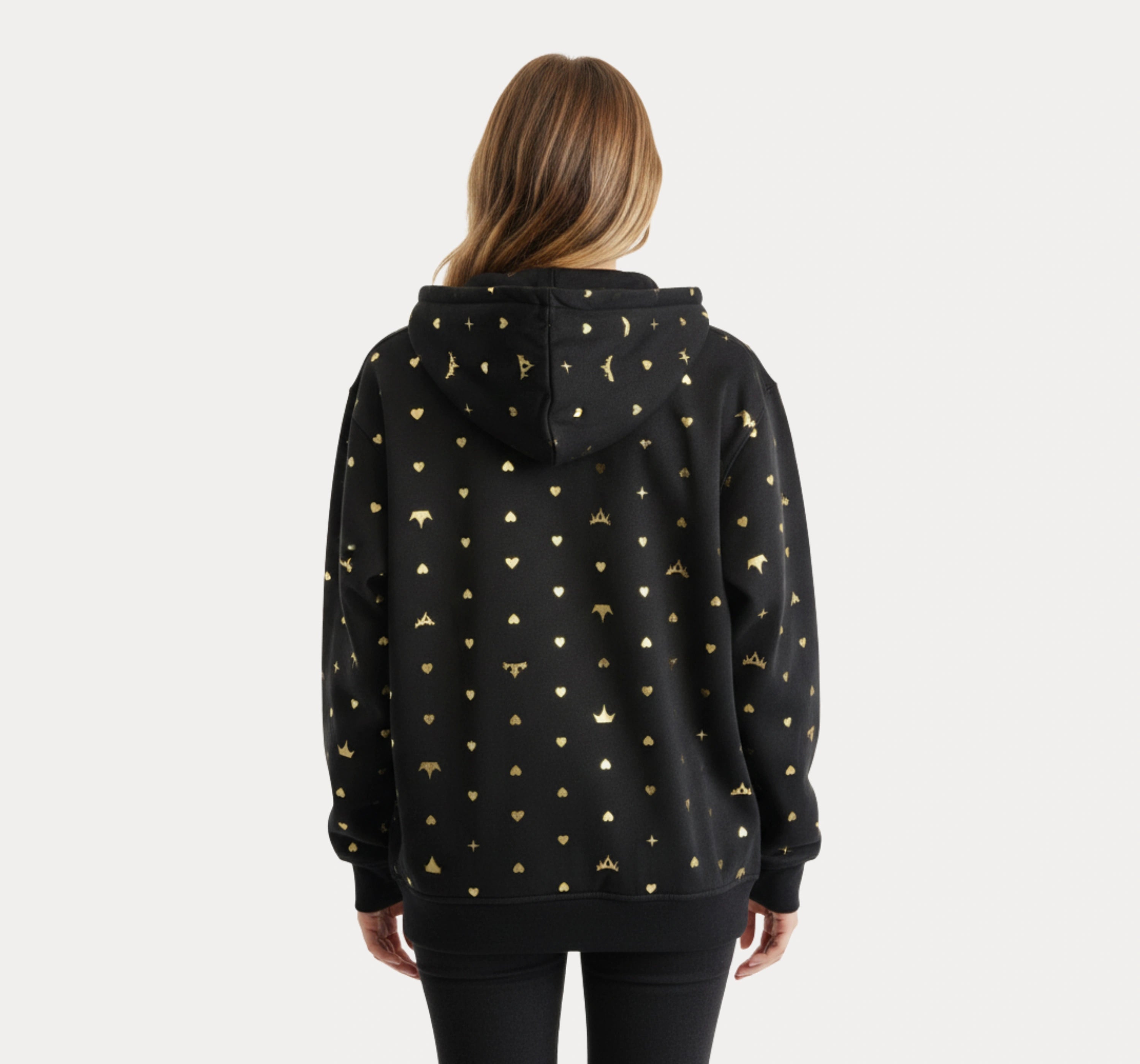 Gold Print Oversized Hoodie