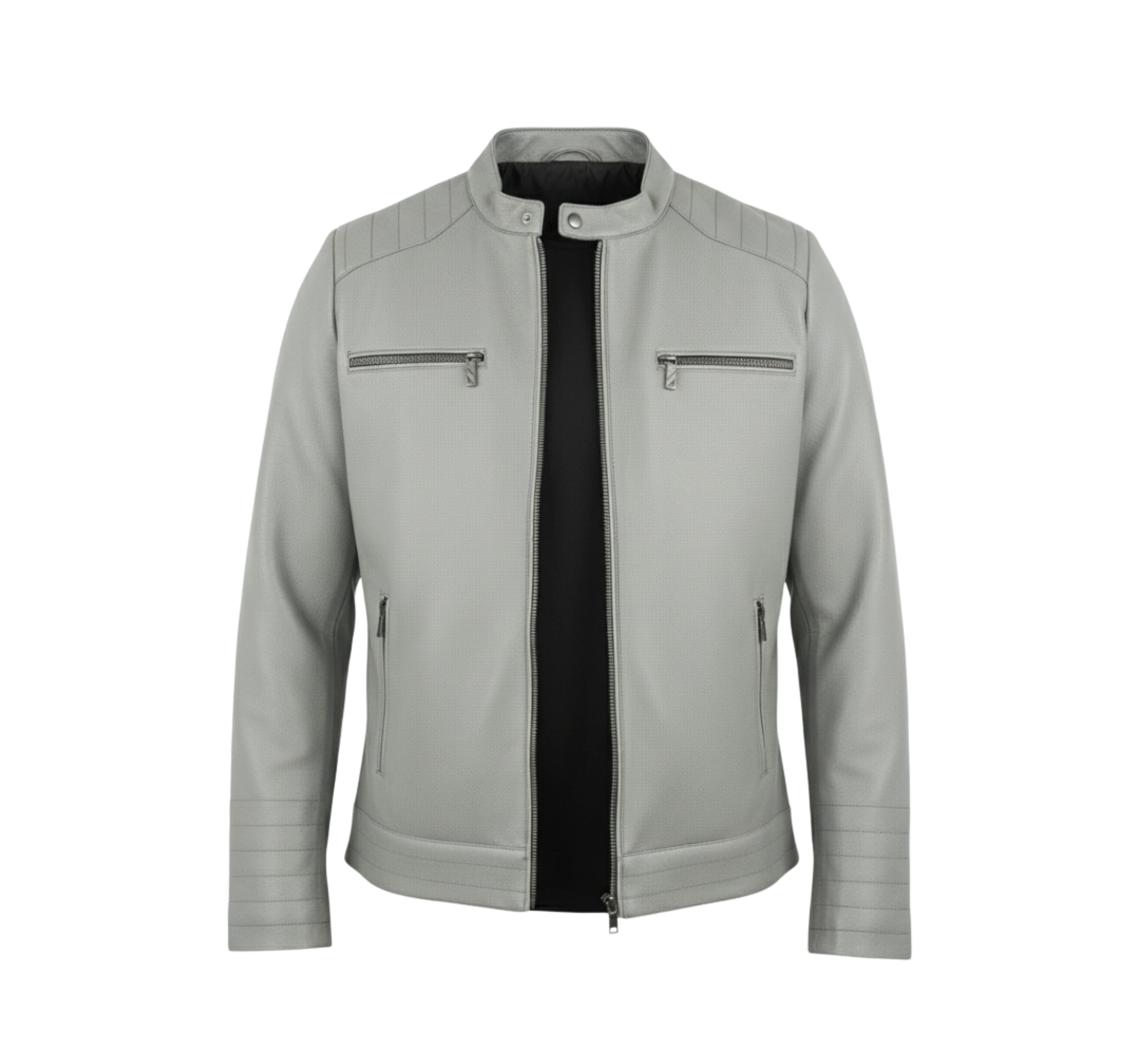 Light Gray Leather Jacket