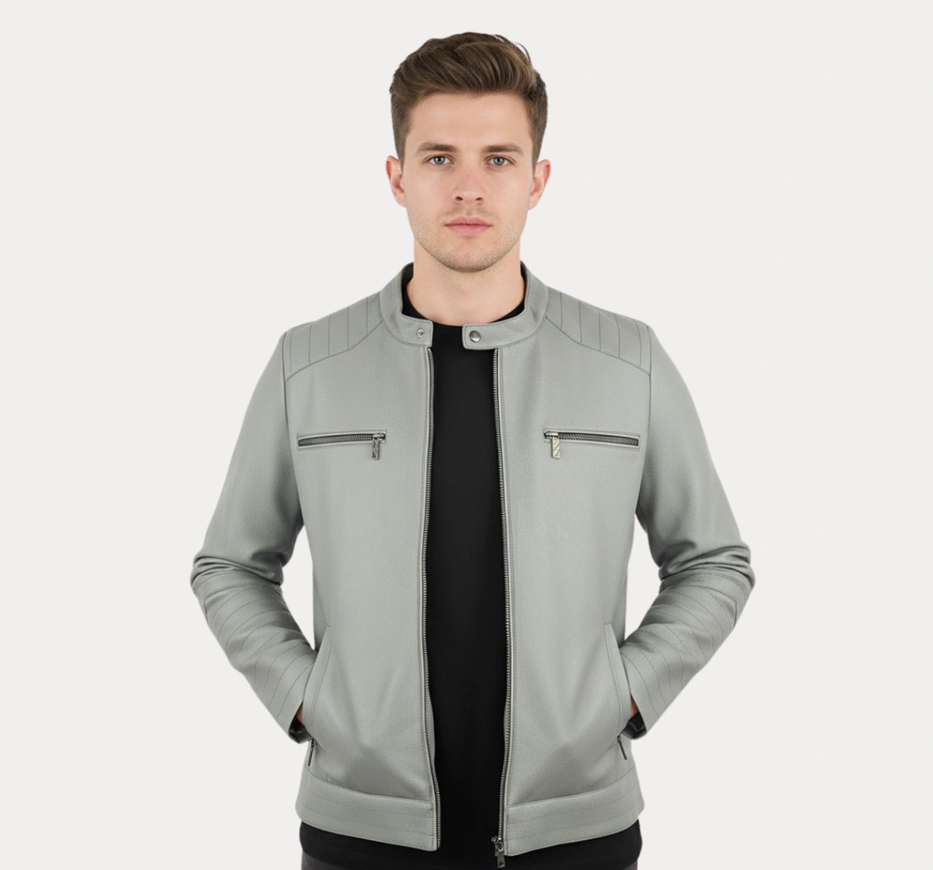 Light Gray Leather Jacket