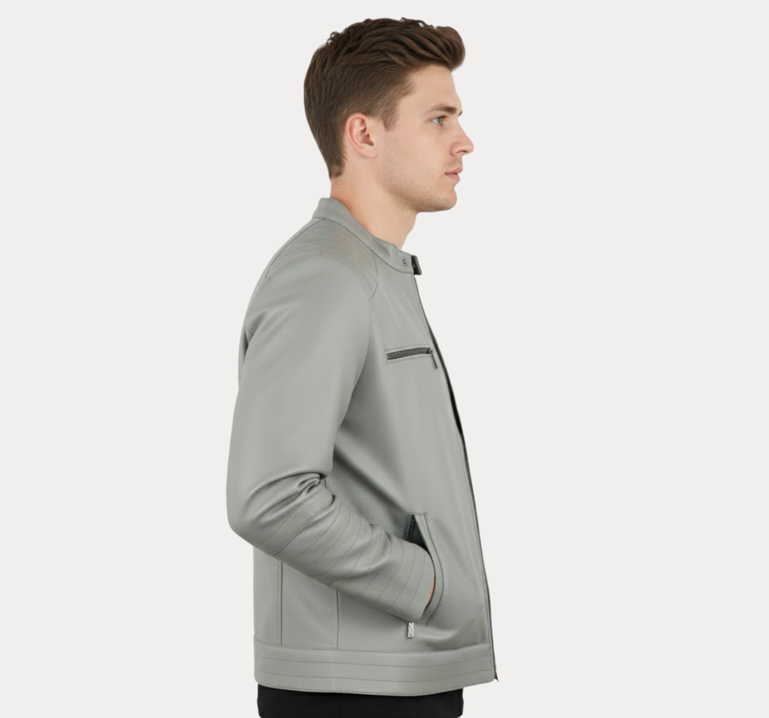Light Gray Leather Jacket