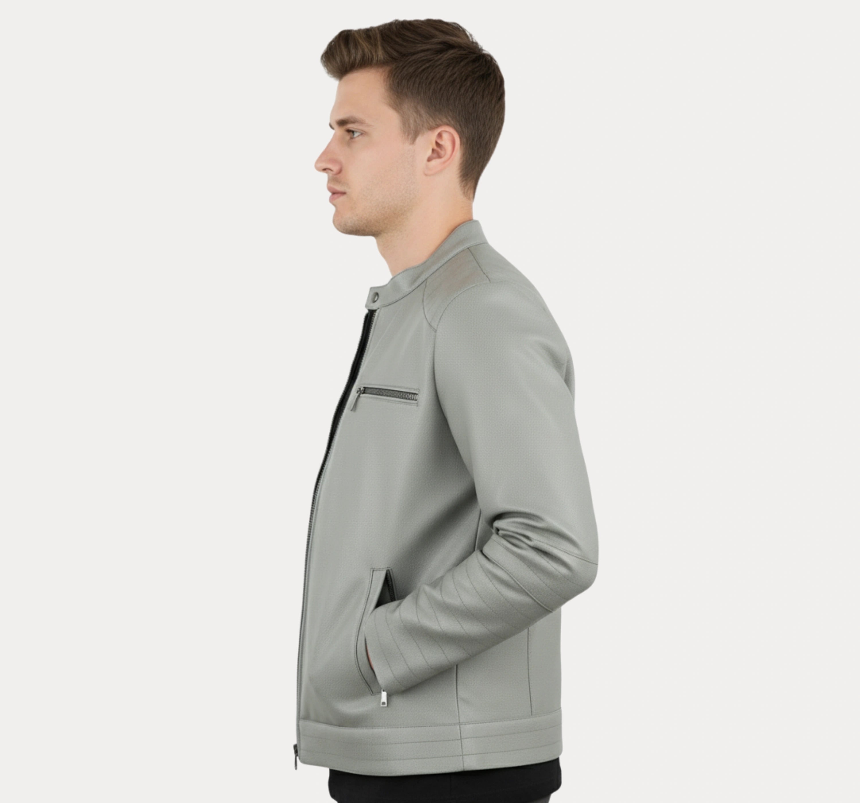 Light Gray Leather Jacket