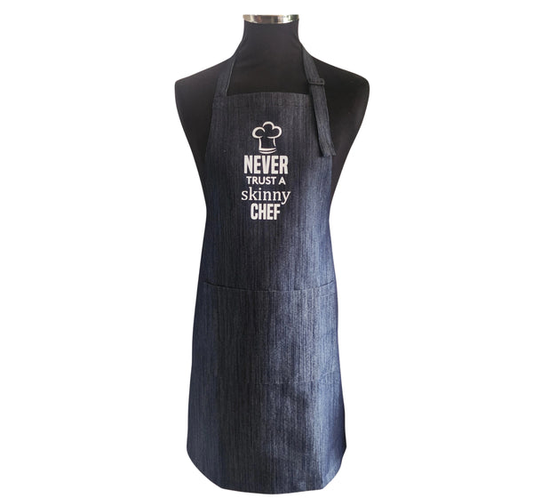 Plus Size Aprons for Women UK – Never Trust a Skinny Chef front view