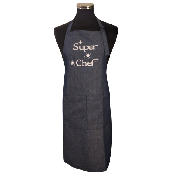 Chef Apron with Pockets UK – Super Chef Dark front view