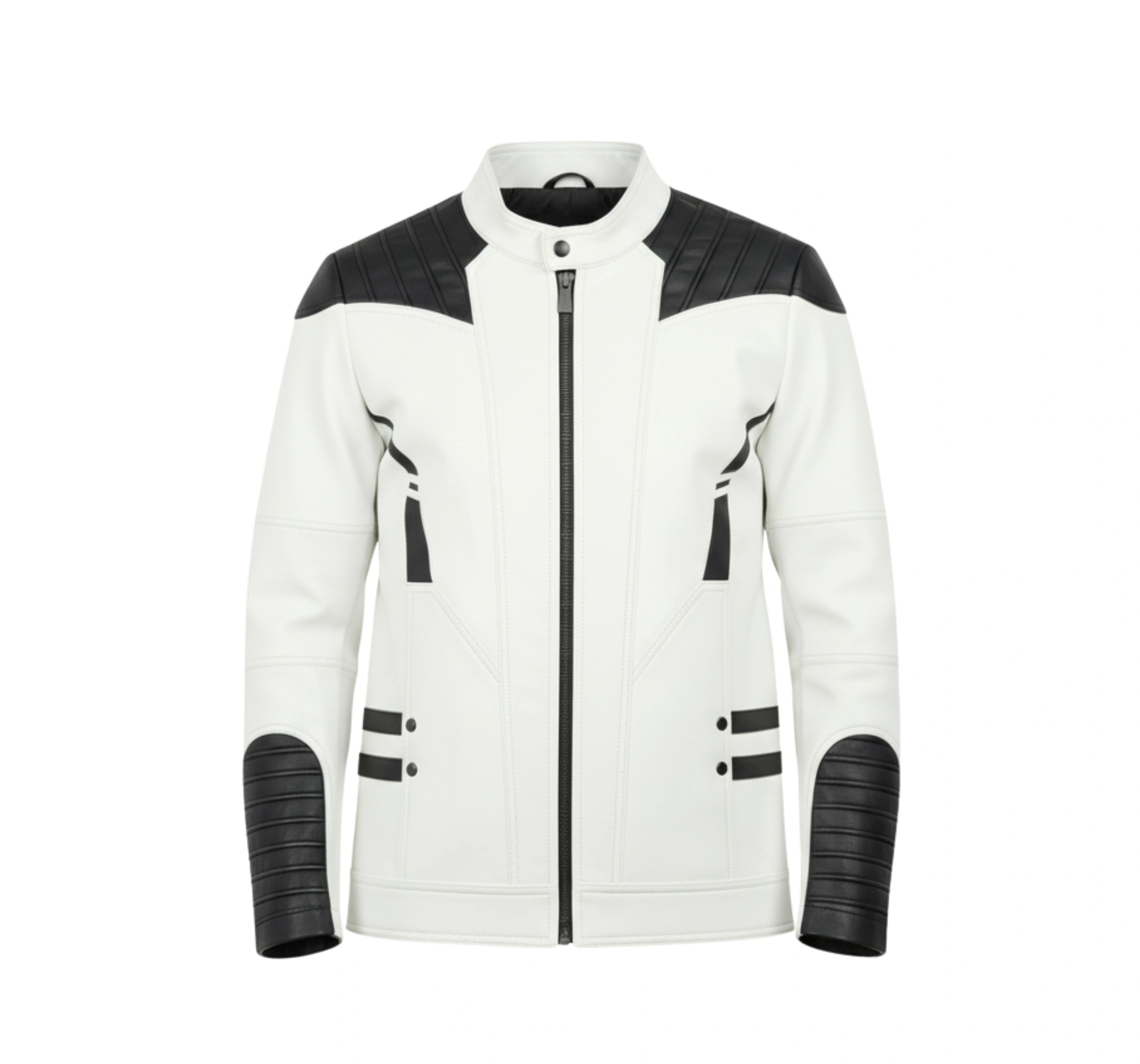 White and Black Leather Jacket