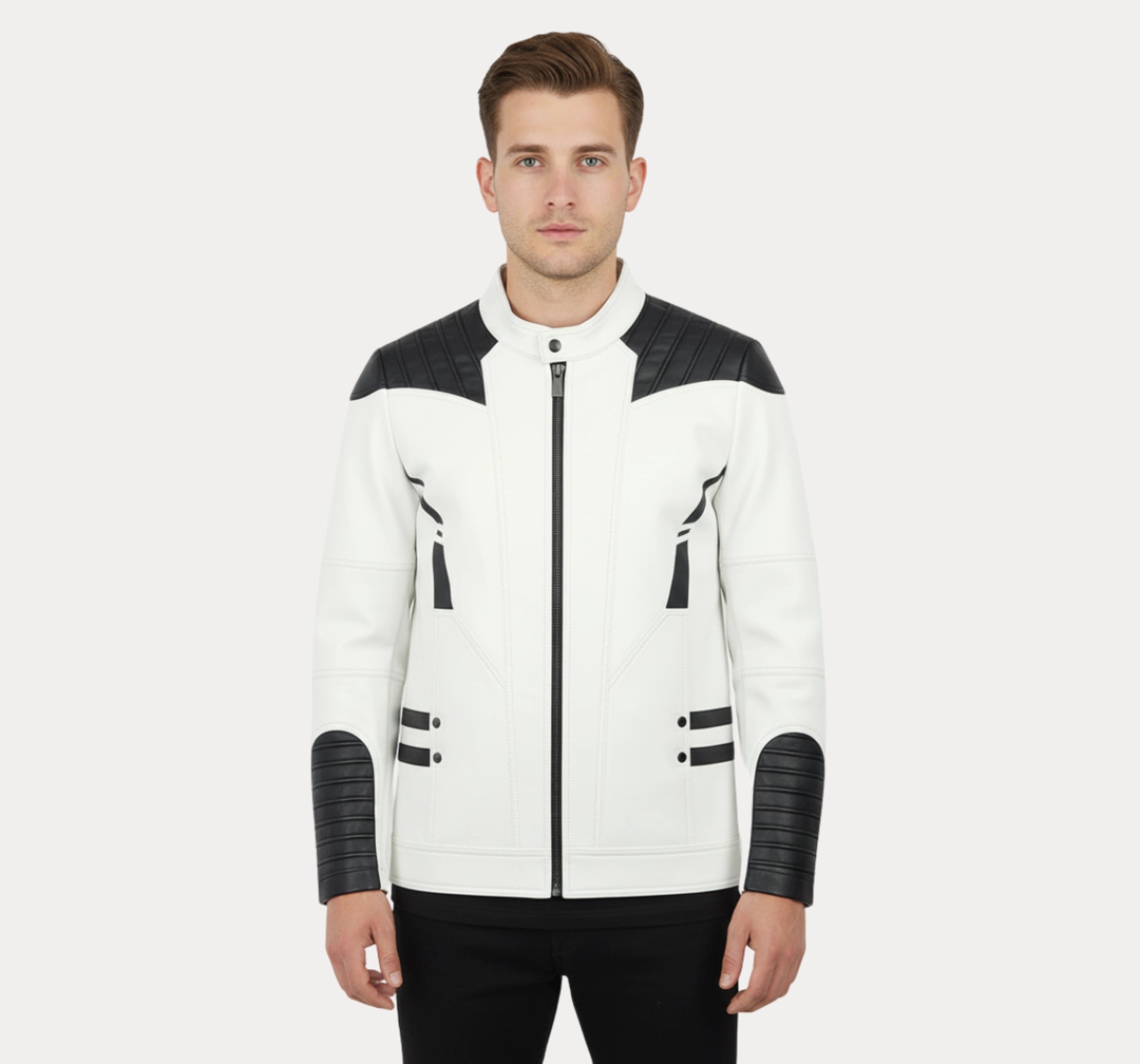 White and Black Leather Jacket