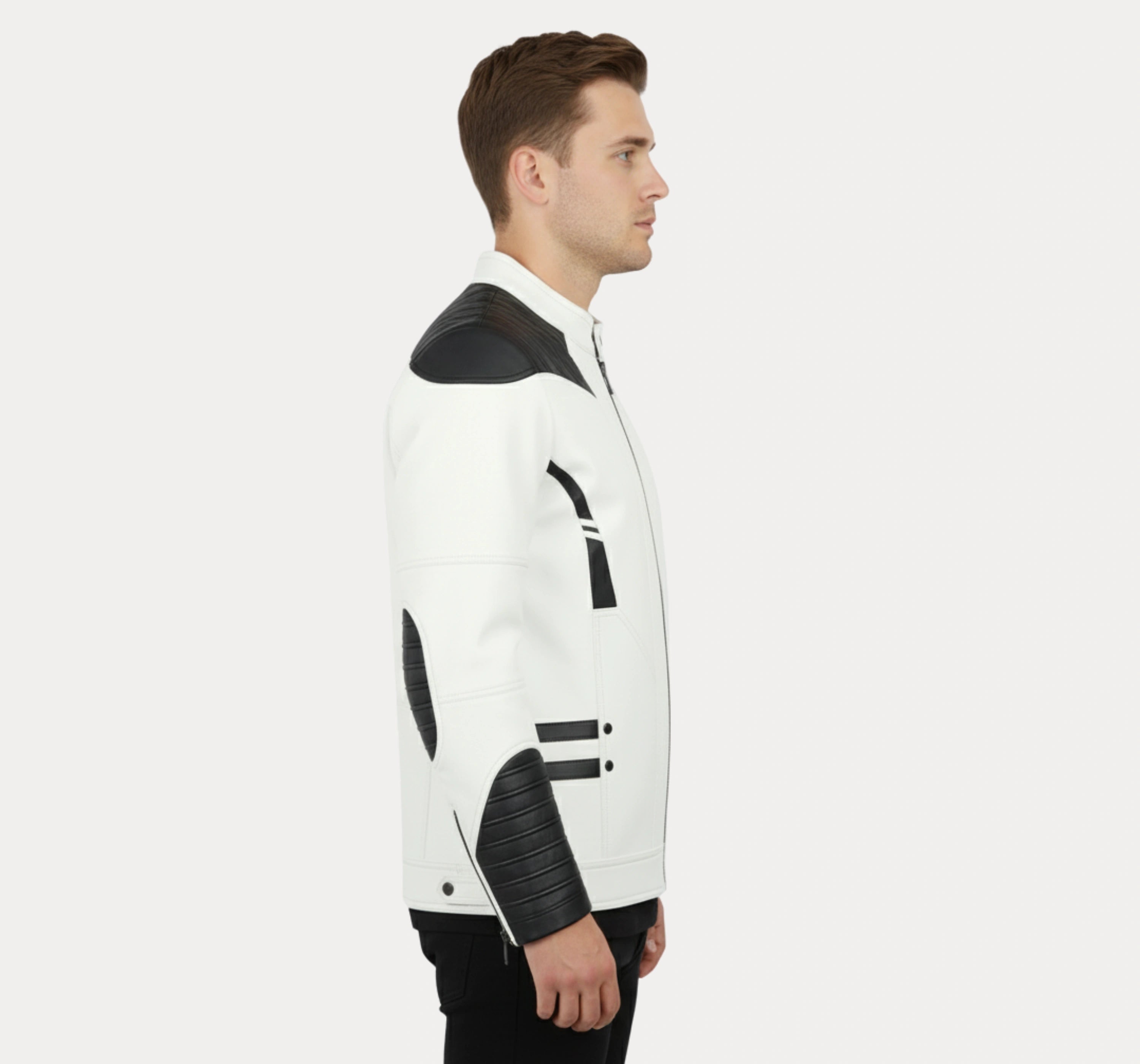 White and Black Leather Jacket