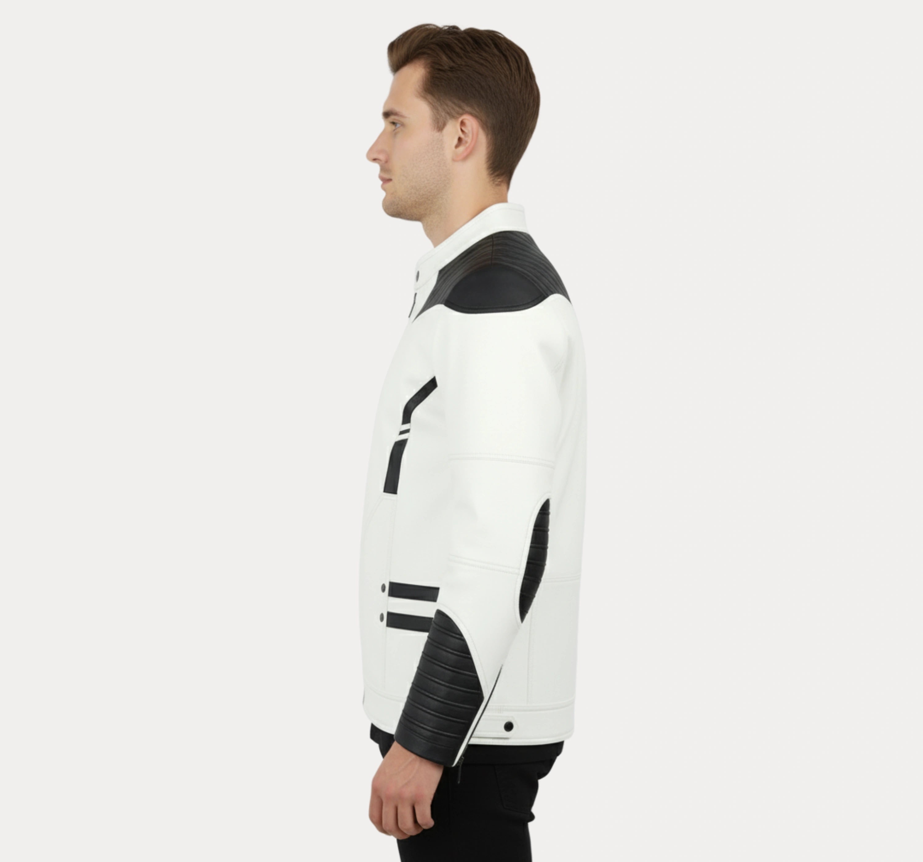 White and Black Leather Jacket