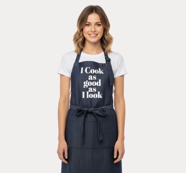 Denim Chef Apron UK – in use in kitchen